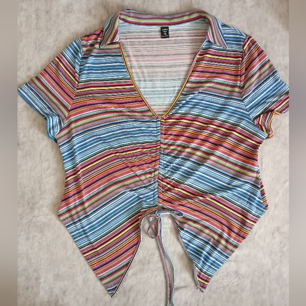 Shein | Size 3X Striped Tie-Front Tee